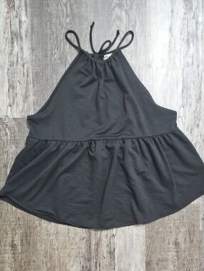 SO Black Halter Ruffle Camisole